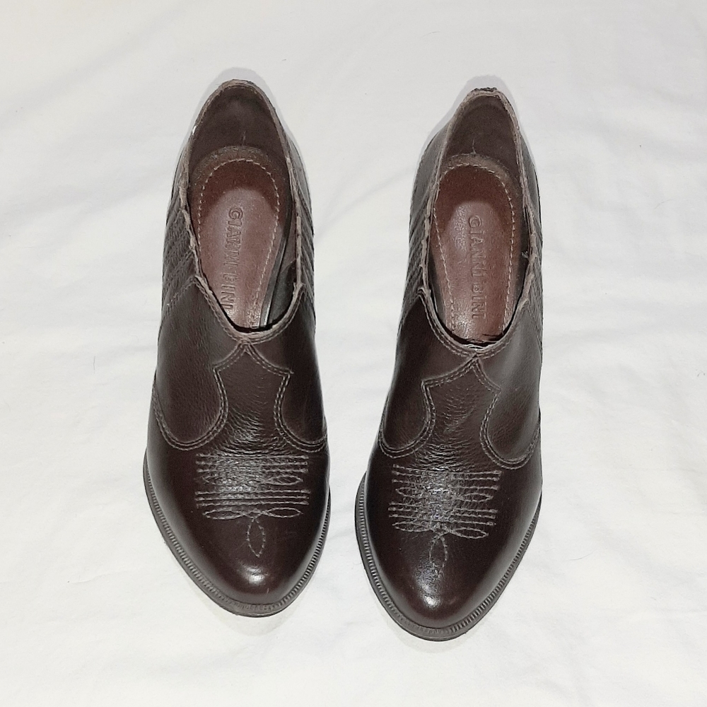 GIANNI BINI - leather western ankle boots/shoes brown Women's 6M